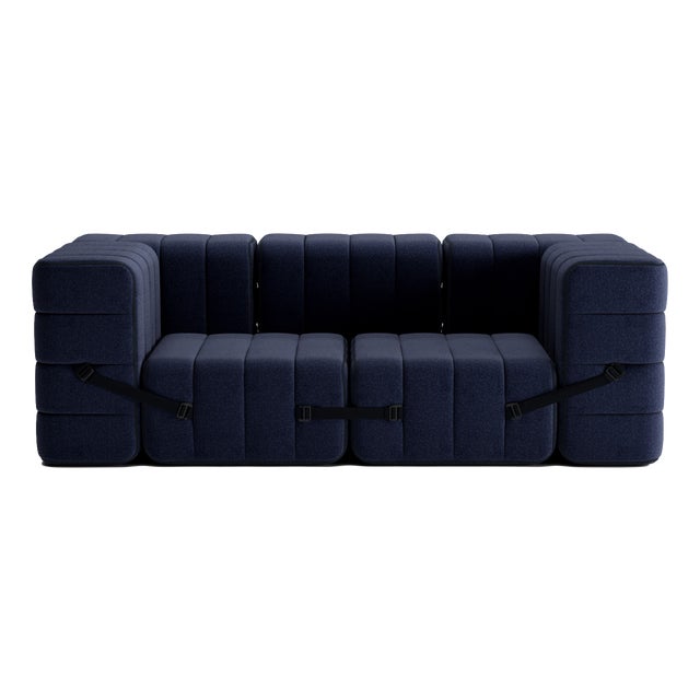 Curt Modular Set - Flexible 2-Seater with Armrests - Dama - 0048 (Dark Blue) by Ambivalenz, Set of 7 For Sale