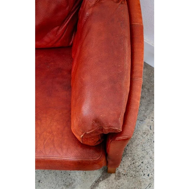 Mid 20th Century Danish Modern Sofa Couch Rust Red Leather 3 Seat Denmark MCM For Sale - Image 11 of 11