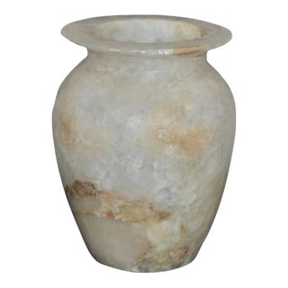 1910's Egyptian or Phoenician Style Pure Alabaster Vase Jar For Sale