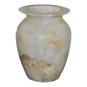 1910's Egyptian or Phoenician Style Pure Alabaster Vase Jar