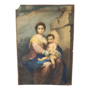 Old Master Style Watercolor Painting of the "Gypsy Madonna" After Murillo