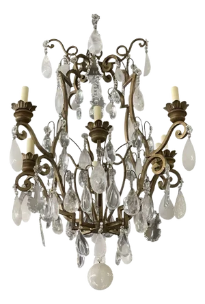 20th Century Italian Rock Crystal Chandelier With Eight Lights