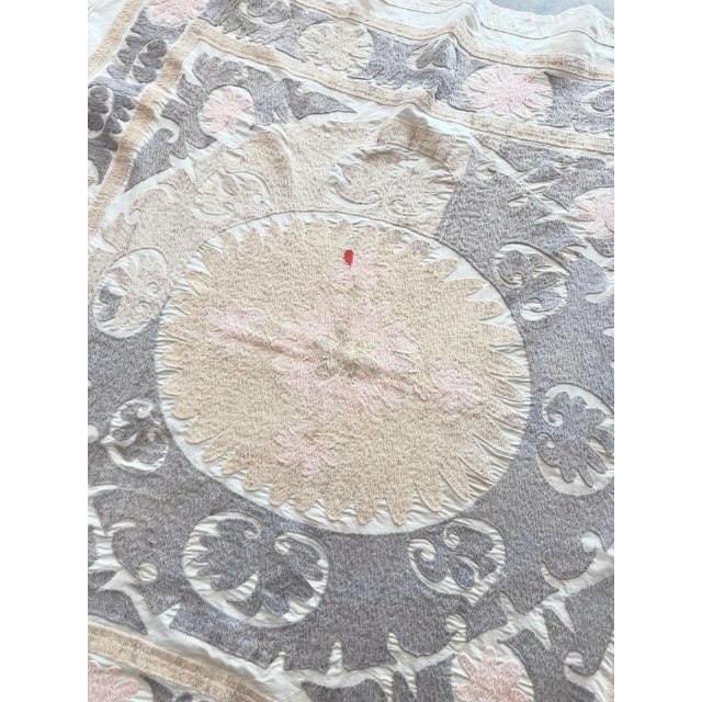 Textile Decorative Suzani Tablecloth - 4'6'' X 5' For Sale - Image 7 of 9