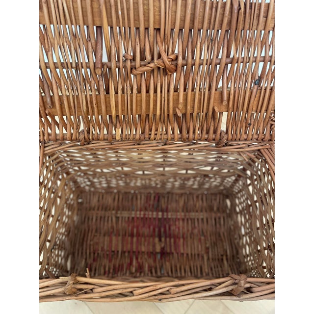 Vintage Brown Wicker Basket Truck Picnic Basket Storage For Sale - Image 9 of 10
