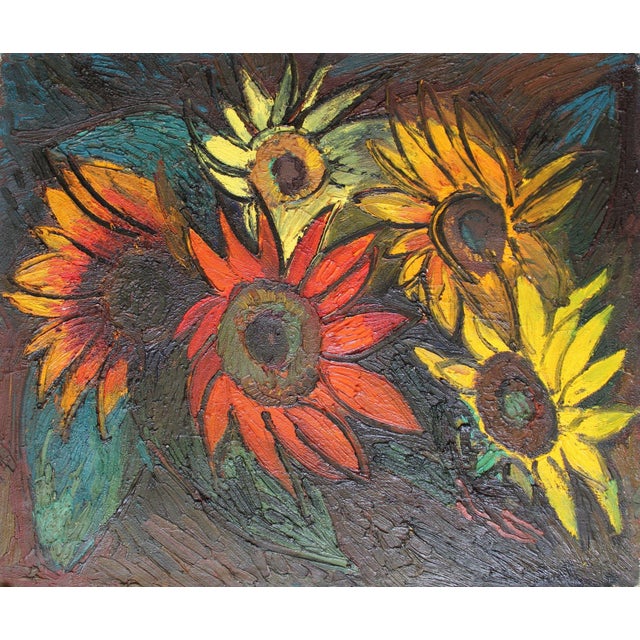 Modern Aleksandrs Rodin, Sunflowers, 1986, Oil on Canvas For Sale - Image 3 of 6