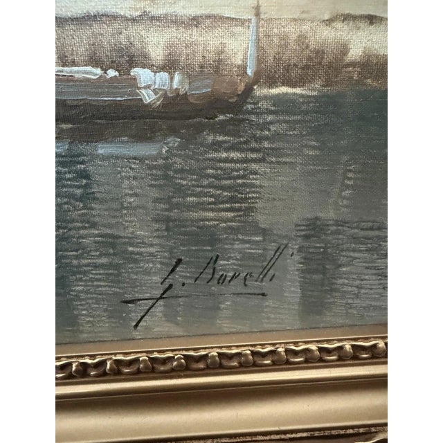 Pia Guidetti Crippa Torri del Benaco Borelli Guido, Hotel Albergo Gardesana Harbor, 1970s, Oil Painting on Canvas For Sale - Image 4 of 13