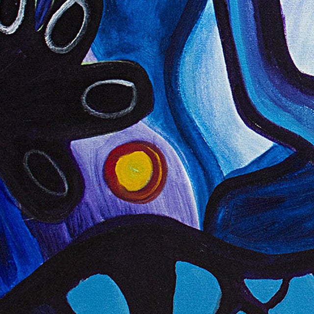 Starry Hands — Abstract Expressionist Painting, Oil Markers and Acrylics on Canvas, 24 × 48 In For Sale In Chicago - Image 6 of 6