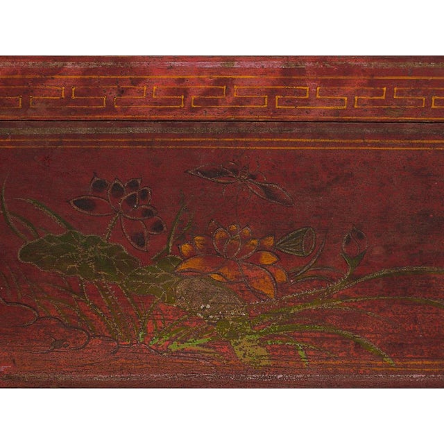 Antique Red Wooden Box For Sale - Image 6 of 9