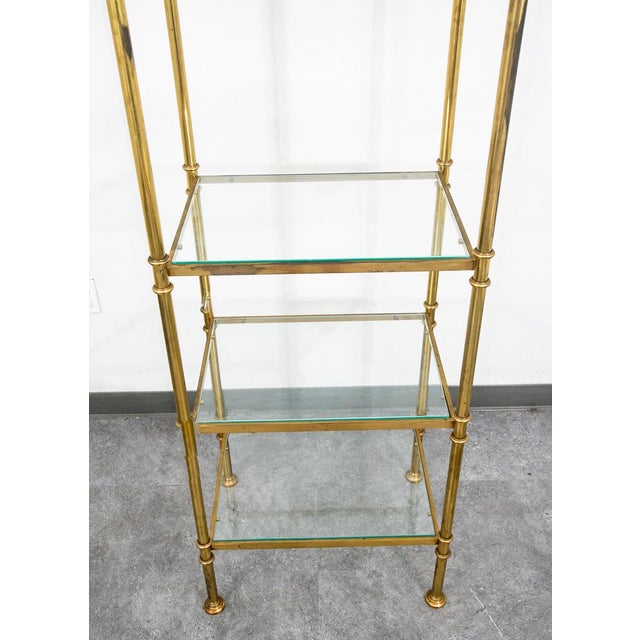Metal Mid Century Modern Display Cabinet Etagere Compact Brass Glass Shelving Unit For Sale - Image 7 of 12