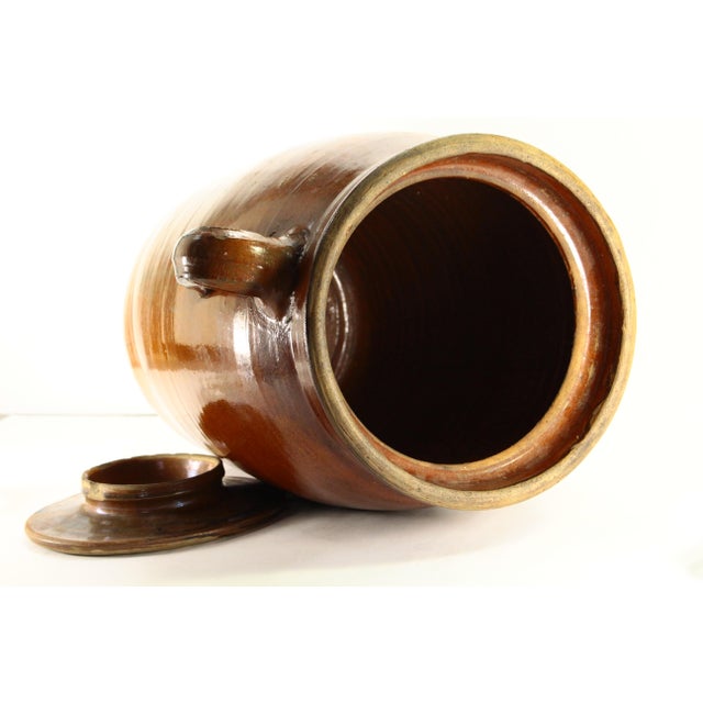 19th C. Southern Pottery Crock Butter Churn, Alkaline Glaze, Alabama For Sale - Image 9 of 18