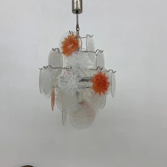 Mid-Century Glass Disc Chandelier from Vistosi, 1970s For Sale - Image 11 of 11