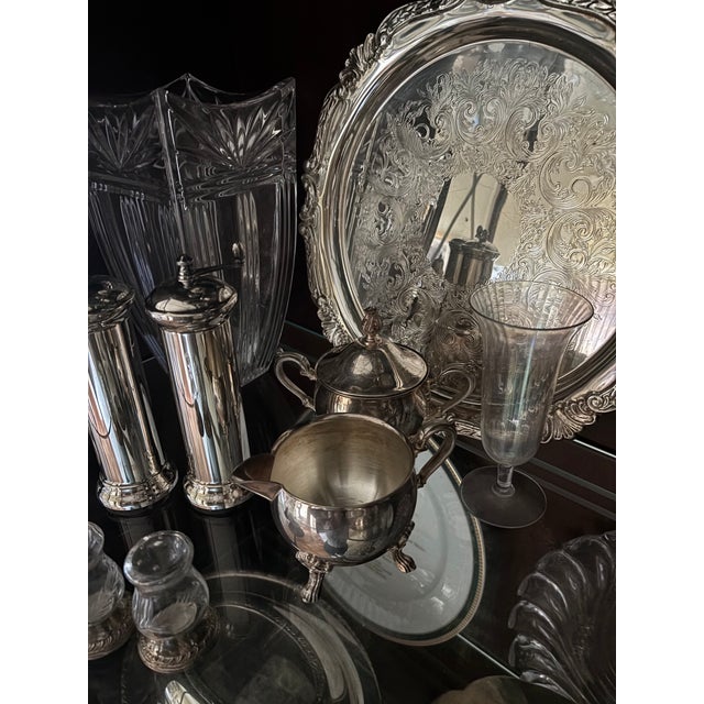 1980s Silverplate, Brass, Glass & Crystal Tableware and Serving Collection - 46 pcs For Sale - Image 10 of 11