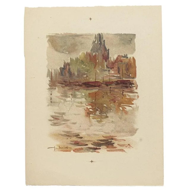 Landscape is an original watercolor realized by Pierre Laurent Brenot (1913-1998). Good condition, aged and good except...