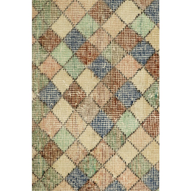 Mid-Century Modern Vintage Zeki Müren Runner in Beige With Colorful Geometric Pattern | Rug & Kilim For Sale - Image 3 of 7