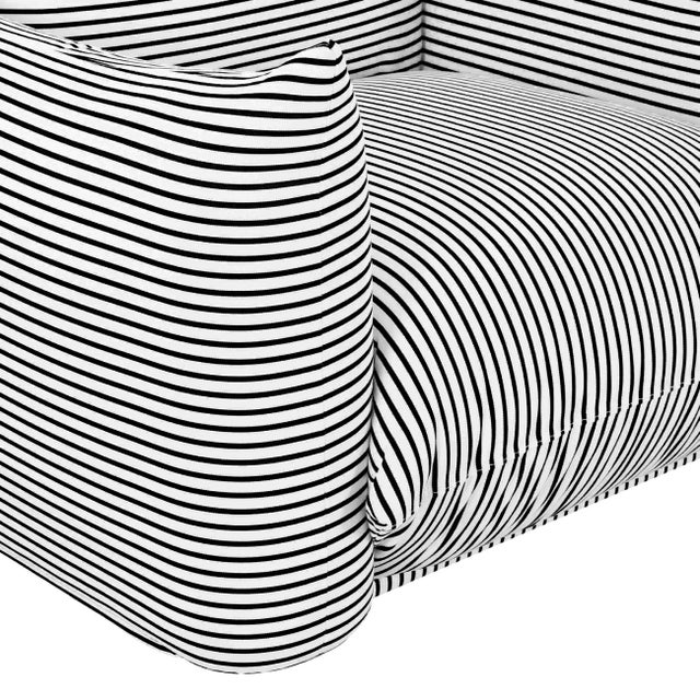Saint Tropez Pearl and Black Striped Stuffed Outdoor Armchair For Sale - Image 4 of 6
