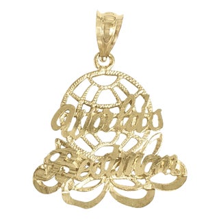 Worlds Best Man with Diamond Cuts Charm/Pendant 14k Yellow Gold For Sale