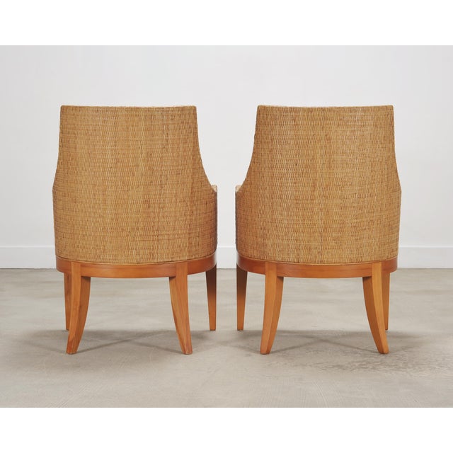 Set of Six McGuire Umbria Woven Rattan Cane Dining Armchairs For Sale - Image 17 of 18