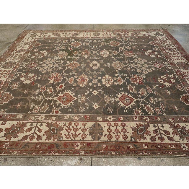 Galerie Shabab Collection Early 20th Century Turkish Oushak Room Size Carpet For Sale In New York - Image 6 of 10