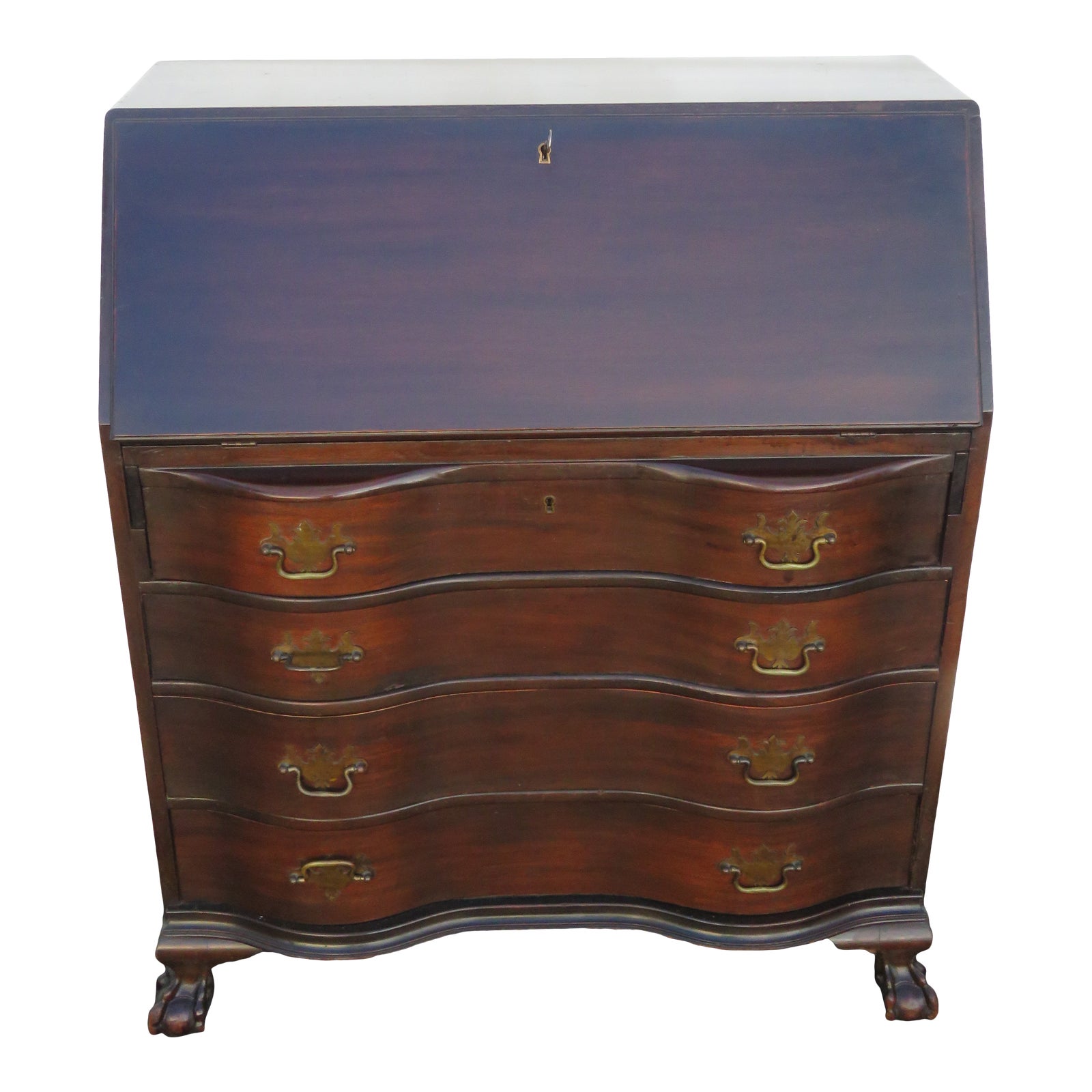 Ball and Claw Feet 1940s Mahogany Secretary Desk by Rockford Chairish