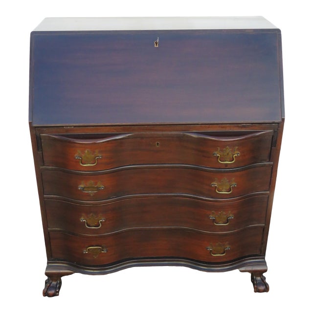 Ball and Claw Feet 1940s Mahogany Secretary Desk by Rockford Chairish