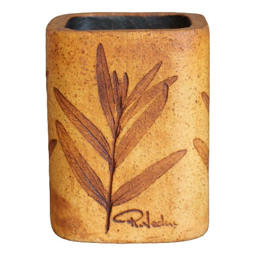 Vintage Stoneware Receptacle by Raymonde Leduc, 1960s For Sale