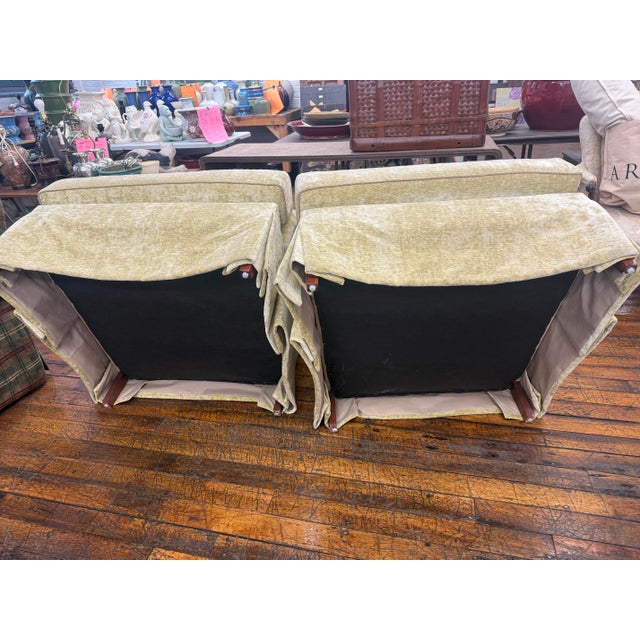 Skirted Club Chairs by Southwood in Chartreuse Chenille - A Pair For Sale - Image 10 of 11
