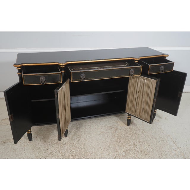 Traditional 1990s Hickory White Co Regency Style Black & Gold Sideboard For Sale - Image 3 of 18