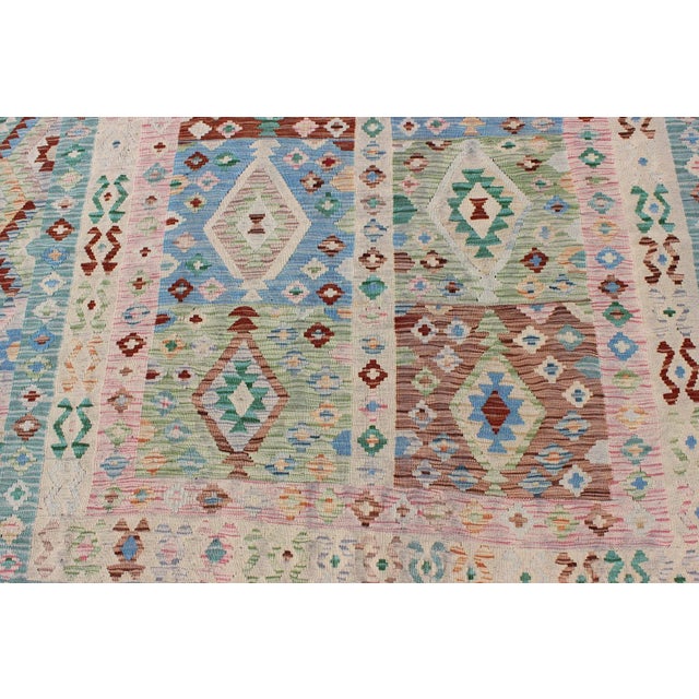 Geometric Flat Weave Wool Kilim Rug by Keivan Woven Arts 8'5 X 11'6 For Sale - Image 10 of 13