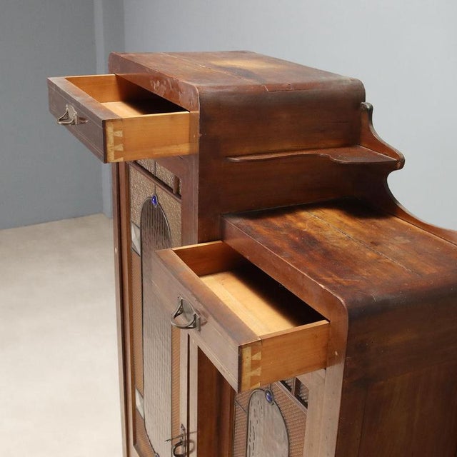 Mahogany Office Cabinet with Stained Glass For Sale - Image 6 of 12