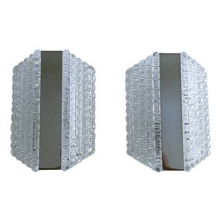 Vintage Space Age Glass Sconces from Kaiser, Set of 2 For Sale