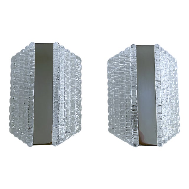Vintage Space Age Glass Sconces from Kaiser, Set of 2 For Sale