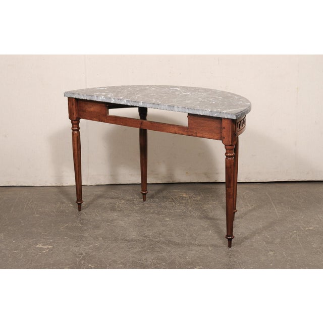 French Early 19th C. French Marble Top Demi-Lune For Sale - Image 3 of 12