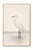 Graceful coastal artwork featuring a white egret standing in shallow water, rendered with soft, flowing feather detail and...