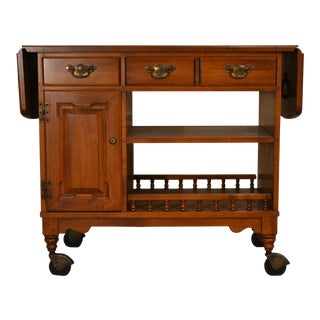 Tell City Maple Drop Leaf Serving/Bar Cart For Sale