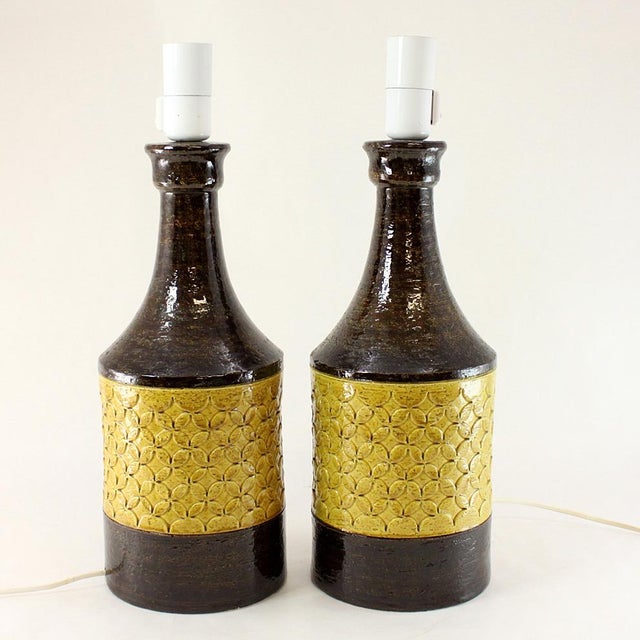 Ceramic Table Lamps by Bitossi, 1960s, Set of 2, in Very Good conditions. Designed 1960 to 1969 This piece has an...