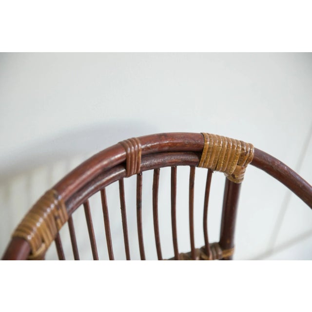 Brown Vintage Mid Century Rattan Kid's Chair For Sale - Image 8 of 10