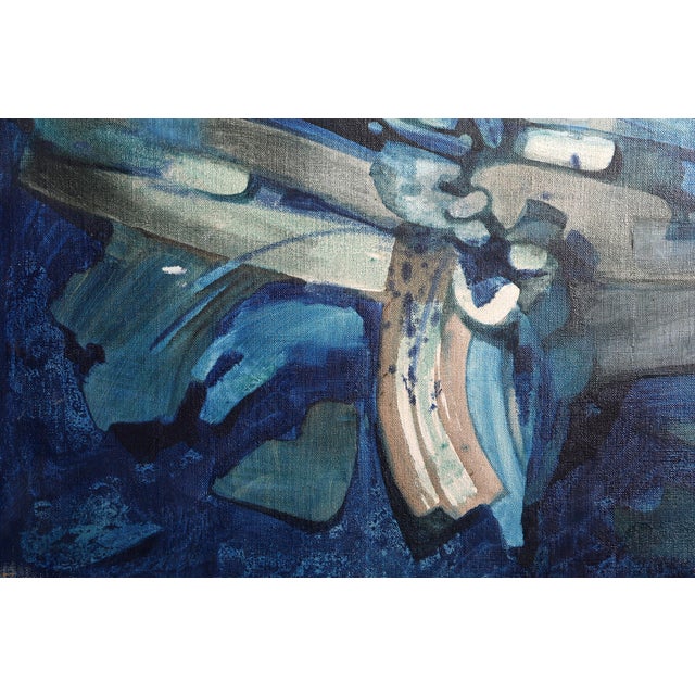 Abstract L'Eau, 1959 Oil Painting by Jacques Zimmermann For Sale - Image 3 of 4