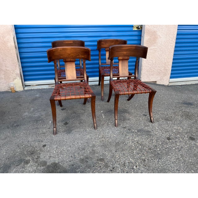 t.h. Robsjohn Gibbings Style Walnut Klismos Chairs…set of 4 For Sale - Image 4 of 16