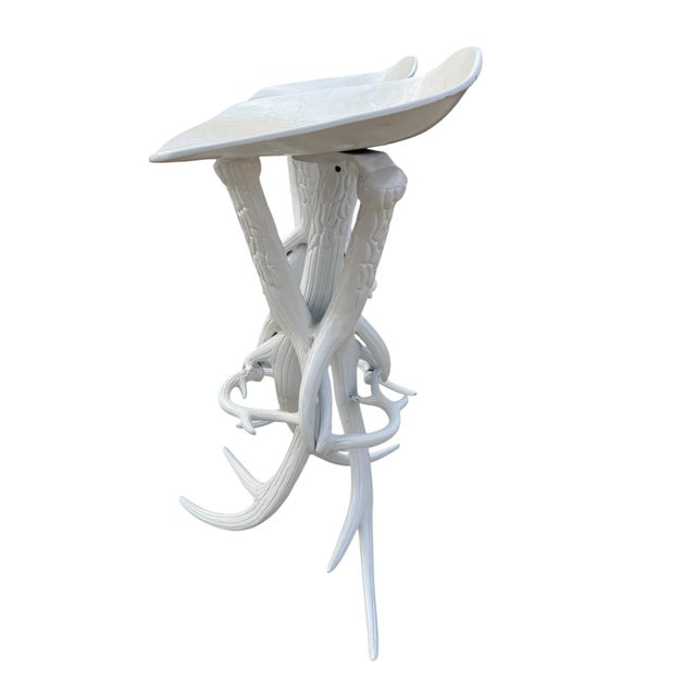 1980s Pair of Faux Antler Metal Stools For Sale - Image 6 of 6