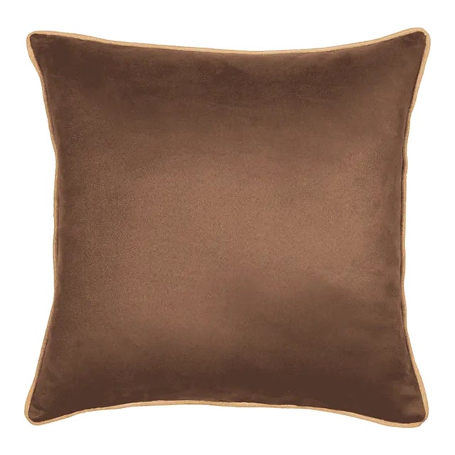 Mocha Woven Faux Suede Cushion With Feather Filler - 30x30cm (12"x12") For Sale