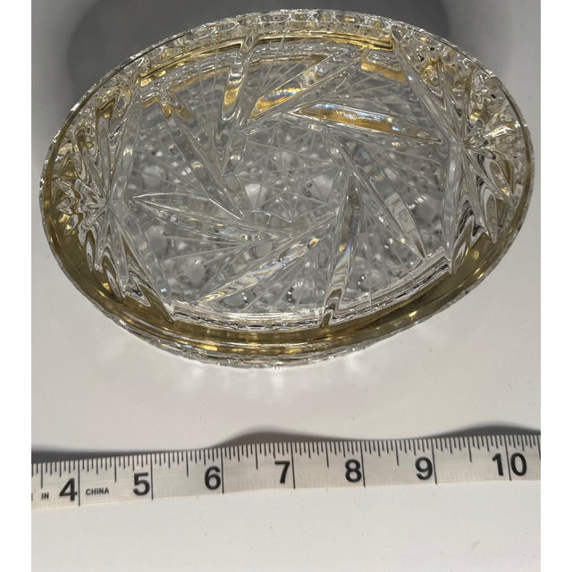 Transparent Vintage Cut Crystal Hinged Jewelry Box With Gold Tone Ormolu Mount For Sale - Image 8 of 10