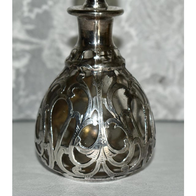 Antique Perfume Bottle in Sterling Silver Overlay For Sale - Image 4 of 13
