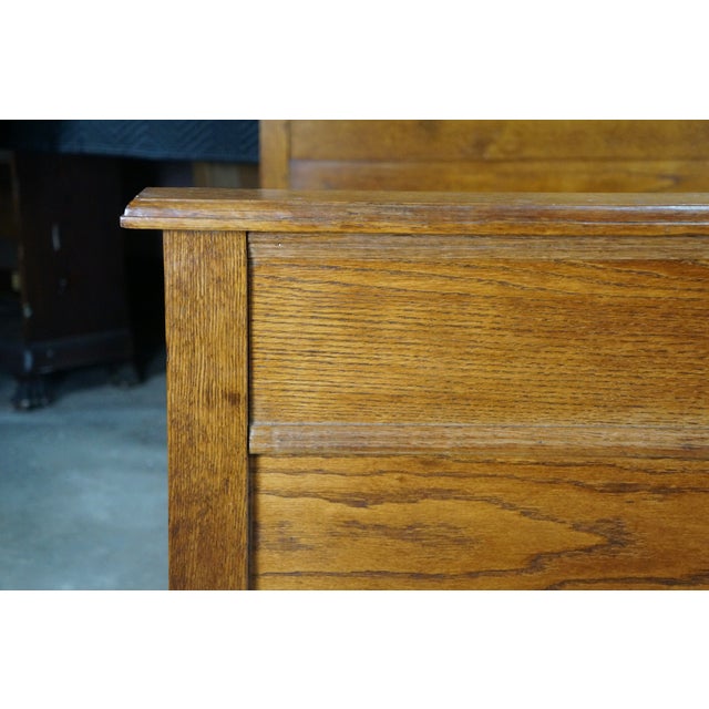 Antique 19th C. American Victorian Carved Golden Oak Paneled High Back Bed Frame For Sale - Image 10 of 18