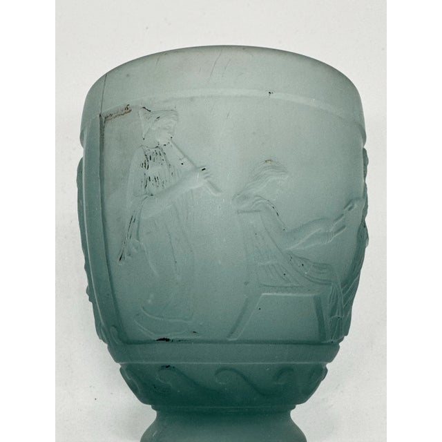 Antique Georges De Feure Signed Glass Vase - Aquamarine Frosted Color For Sale In New York - Image 6 of 11
