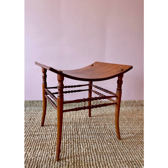 Early 20th Century Antique Egyptian Revival Bentwood Thebes Stool For Sale In Los Angeles - Image 6 of 10