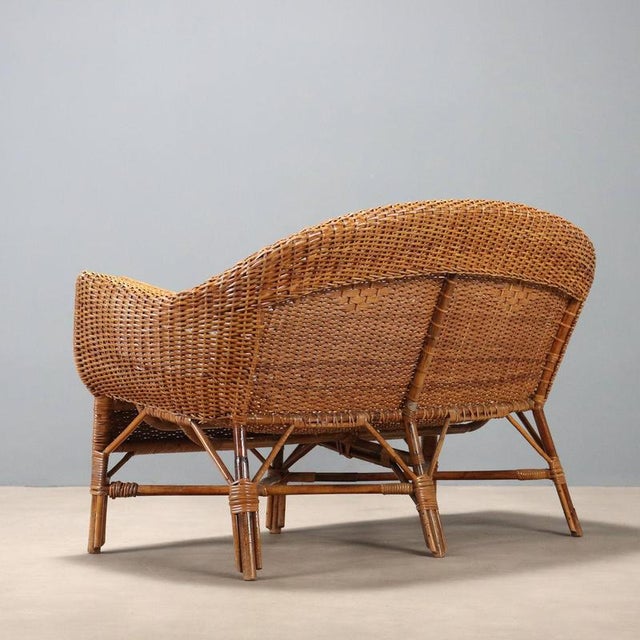Wicker and Bamboo Sofa, 1950s For Sale - Image 8 of 11