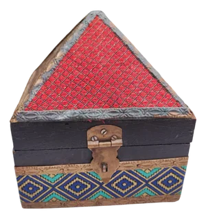 Art Deco Pyramid Box with Brass Fittings on the Sides, 1940s