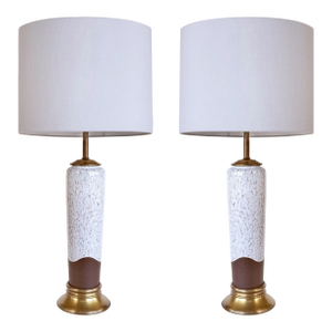 Vintage 1980s Two-Glaze Ceramic Table Lamps After Bitossi, Pair