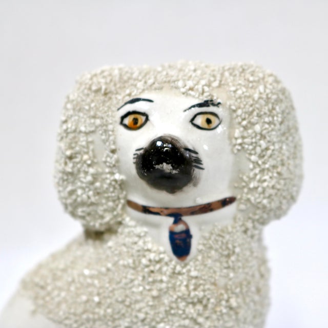 White Staffordshire Ware Pair of Confetti Poodle Mantle Dogs For Sale - Image 8 of 12