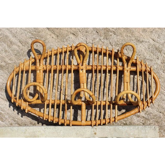 Vintage Rattan Coat Rack, Italy, 1960s For Sale - Image 8 of 8